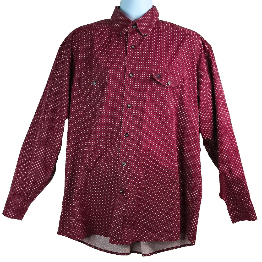 Wrangler George Strait Mens 2XLT Red Geometric Western Shirt Long Sleeve